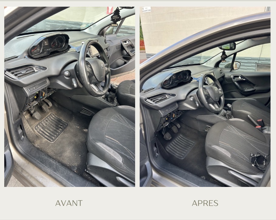 Avant / après du nettoyage intérieur d'un véhicule